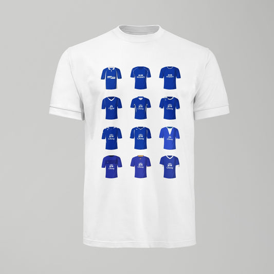 Everton History of Kits Tshirt - David Moyes Edition - Forever Everton