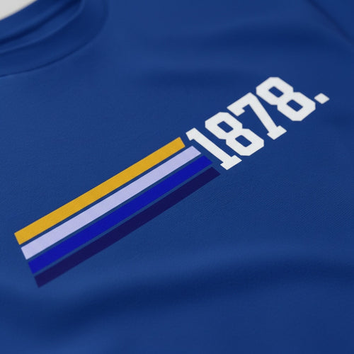 Print close-up on premium cotton. 1878 Stripes T-Shirt. Forever Everton.