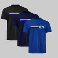 1878 Stripes Everton t-shirt 3-pack in navy, black and blue