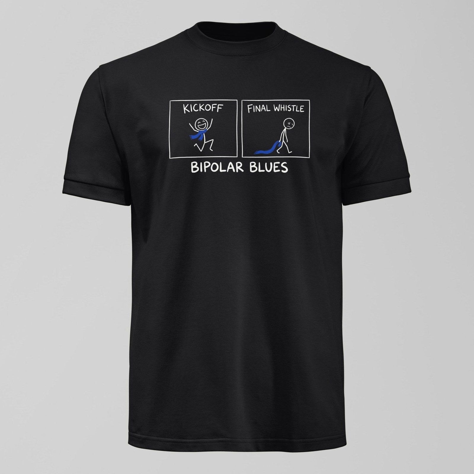 Bipolar Blues T-Shirt, alternate view. An Everton fan design by Forever Everton.