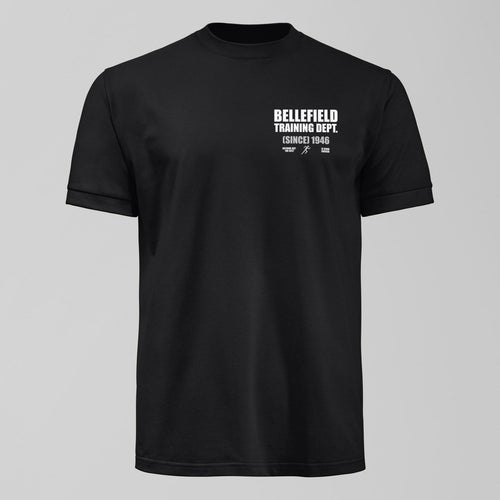 Bellefield Training Dept Small Design T-Shirt, alternate view. An Everton fan design by Forever Everton.