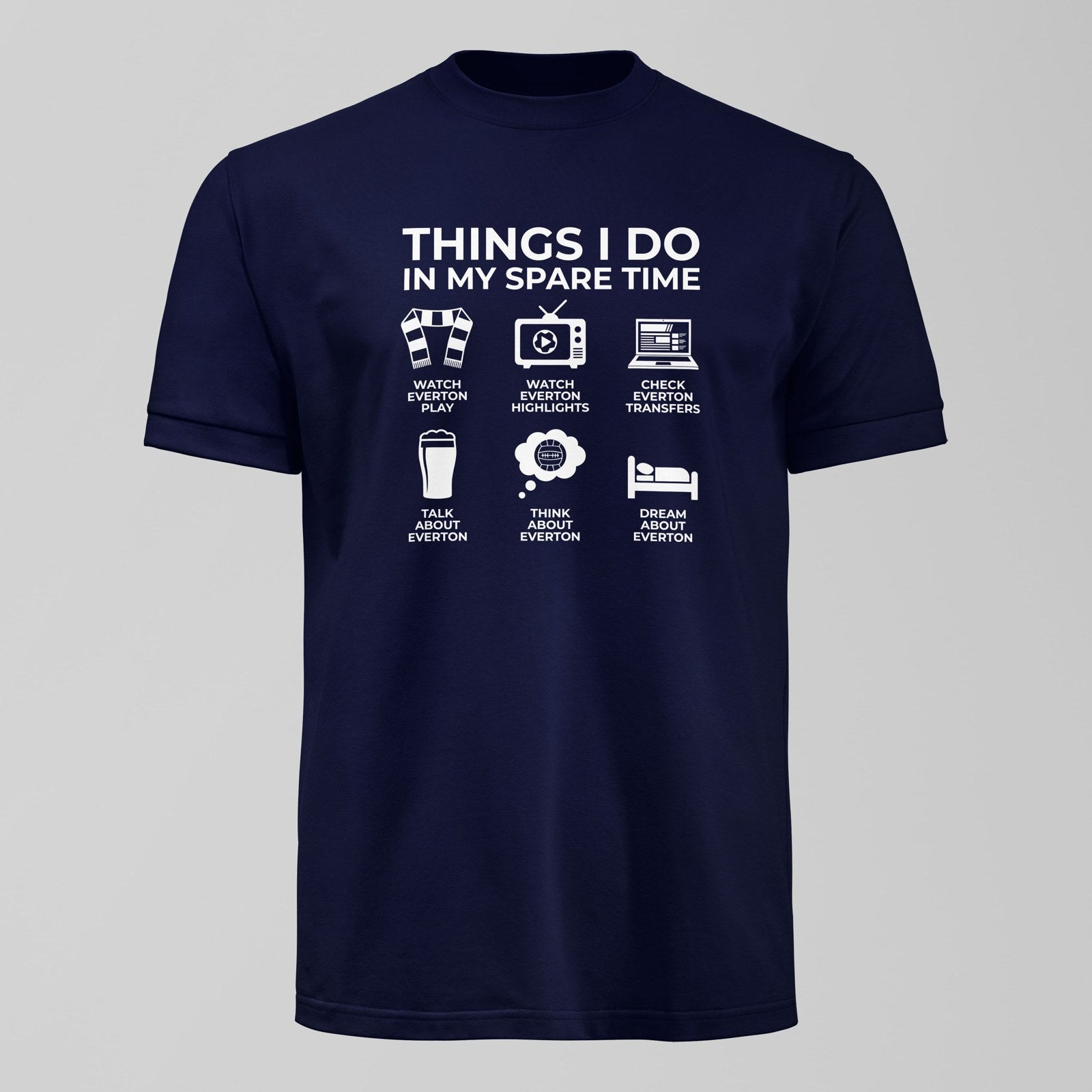 Spare Time T-Shirt, alternate view. An Everton fan design by Forever Everton.
