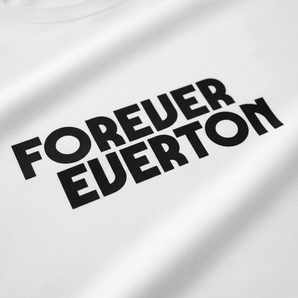 Print close-up on premium cotton. Forever Everton Large Logo Black Design T-Shirt. Forever Everton.