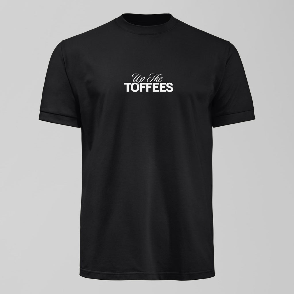 Up The Toffees Script T-Shirt, alternate view. An Everton fan design by Forever Everton.