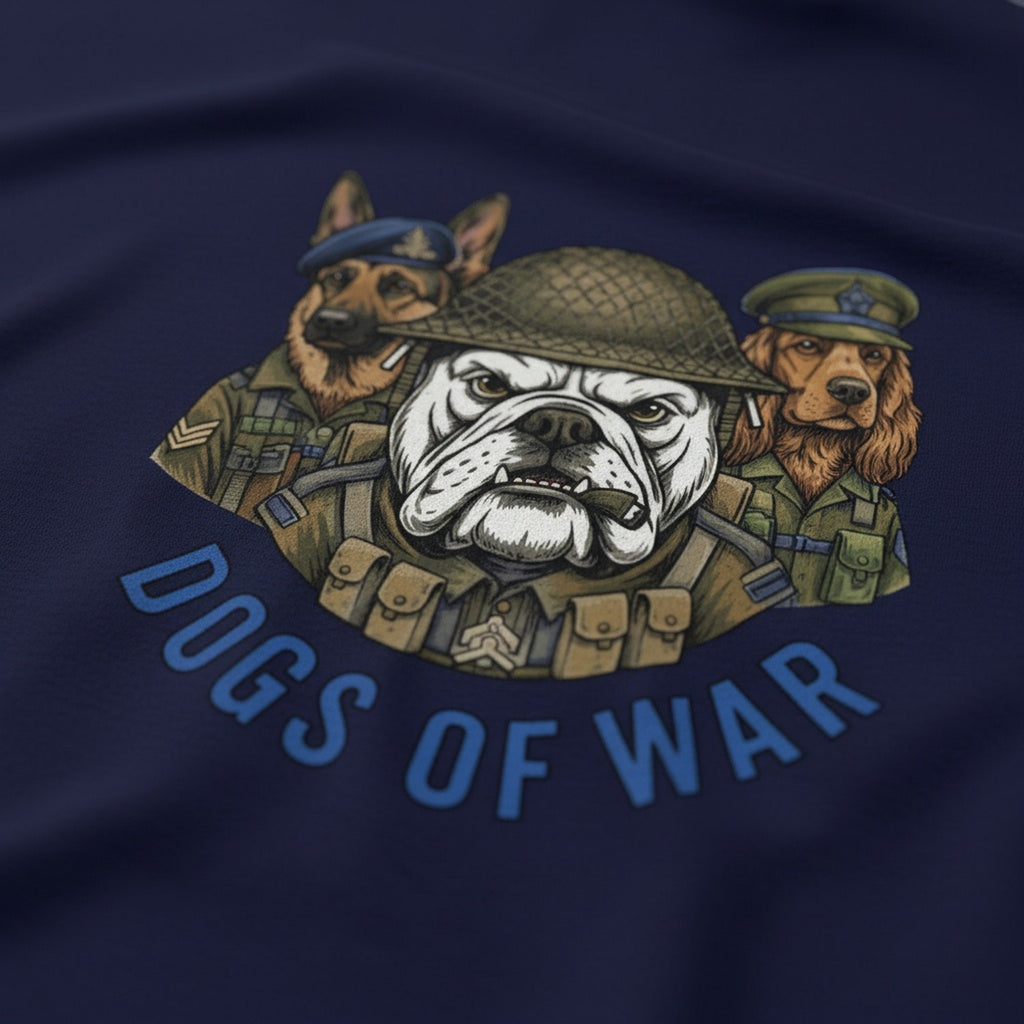 Print close-up on premium cotton. Dogs of War T-Shirt. Forever Everton.