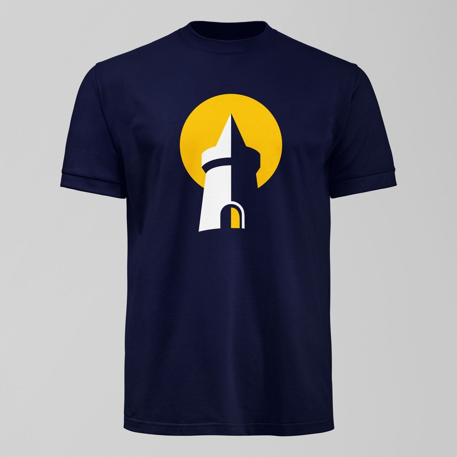 The Amber Tower T-Shirt, alternate view. An Everton fan design by Forever Everton.