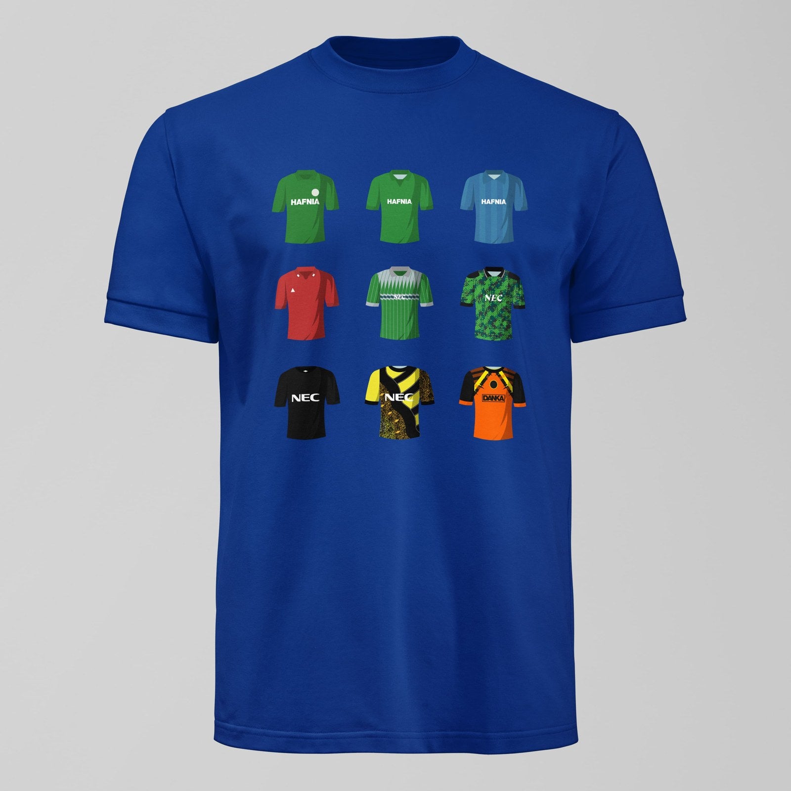 History of Neville Southall Everton Shirts T-Shirt, alternate view. An Everton fan design by Forever Everton.