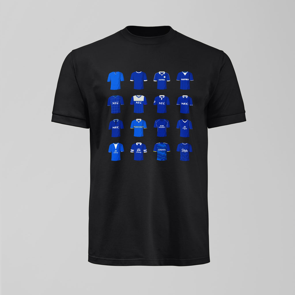 History of Everton Home Shirts T-Shirt - Forever Everton