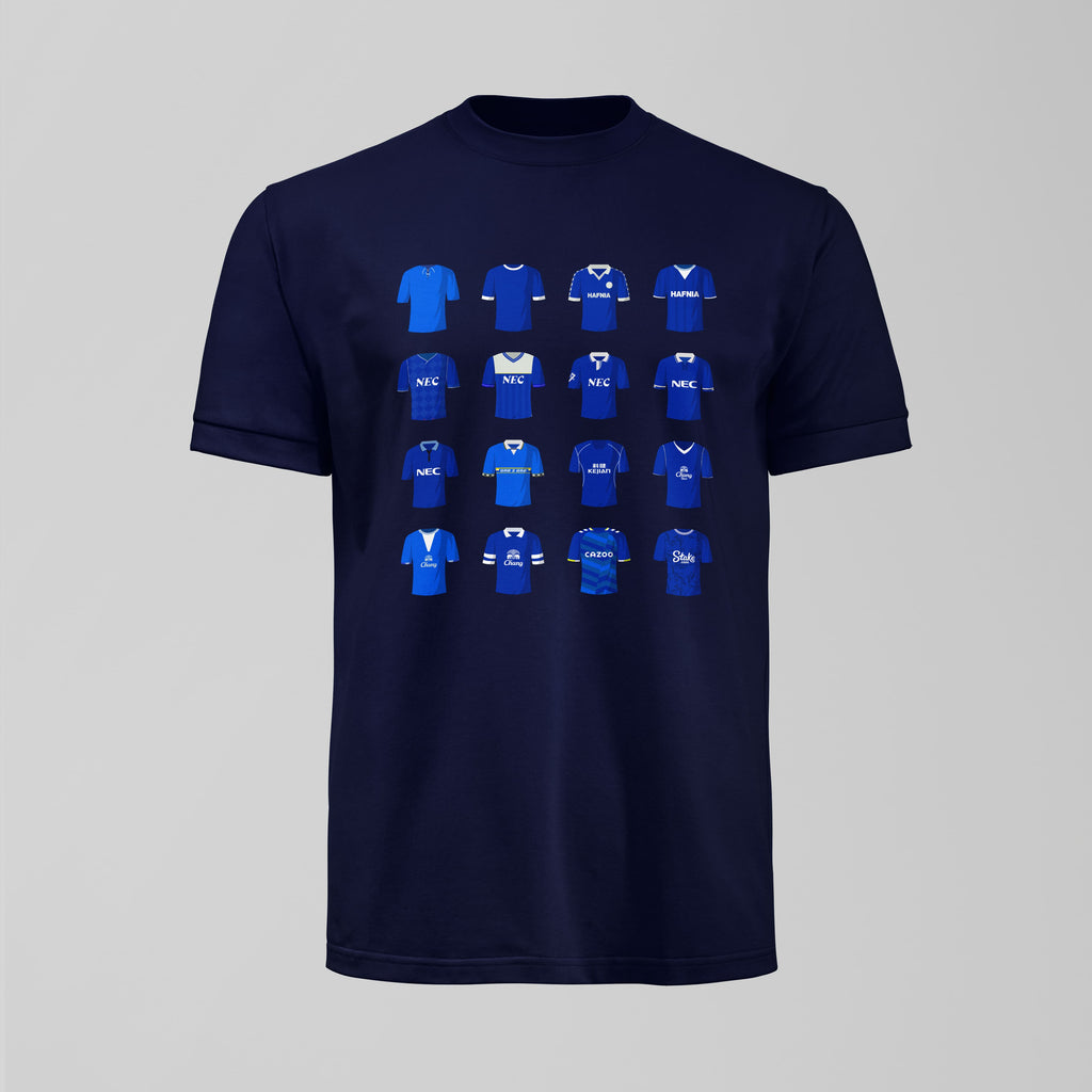 History of Everton Home Shirts T-Shirt - Forever Everton
