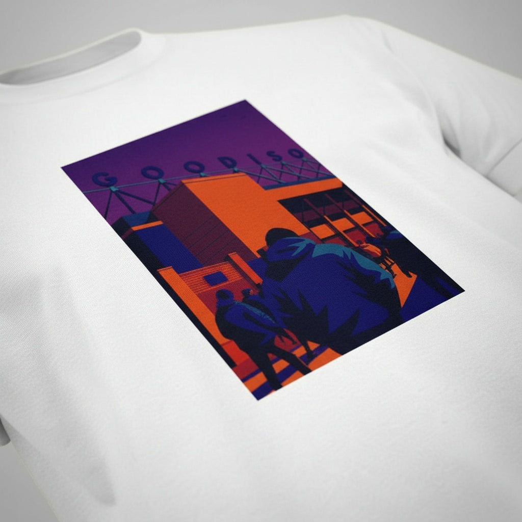 Print close-up on premium cotton. Goodison Park March T-Shirt. Forever Everton.