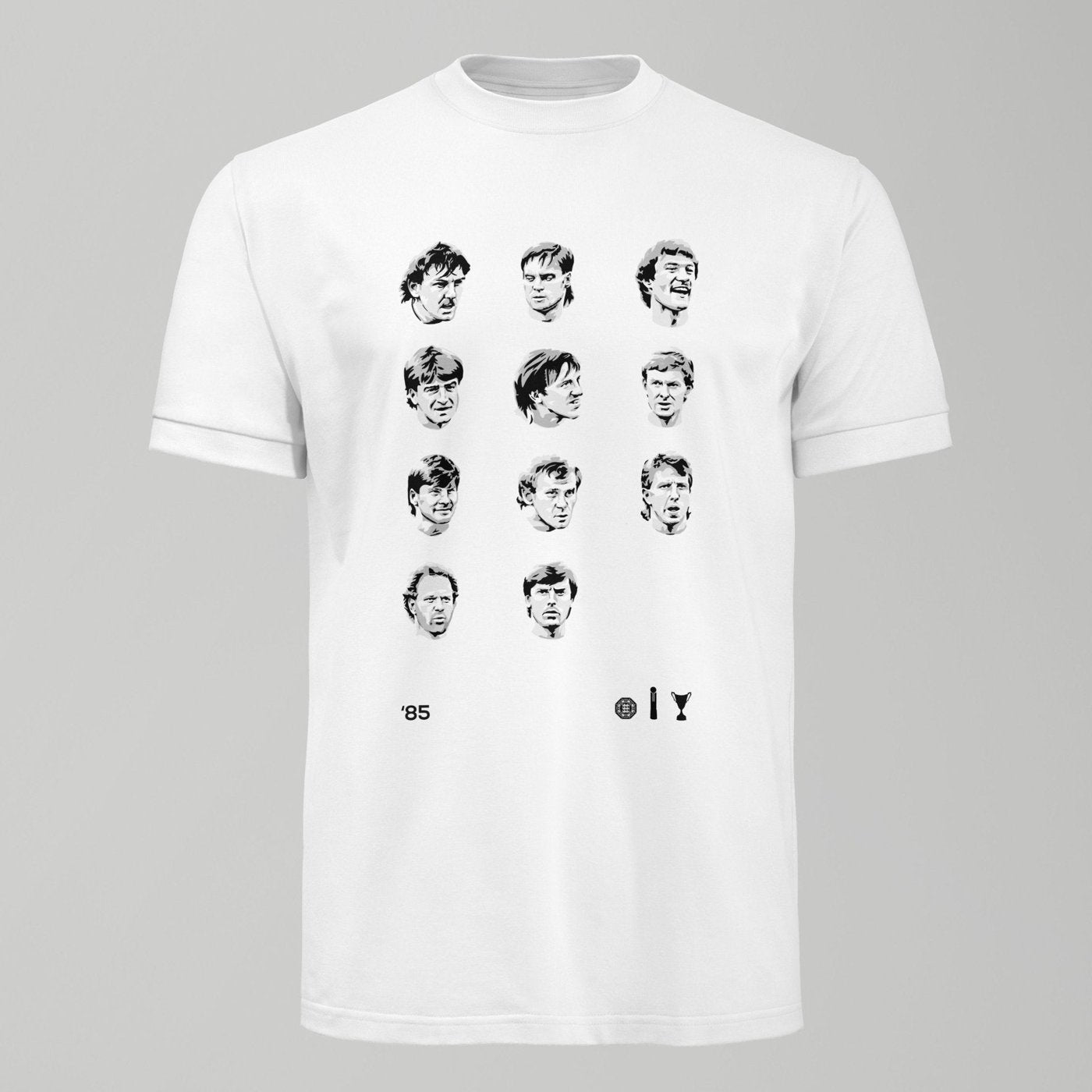 1985 Everton First Team Heads T-Shirt. An Everton fan design by Forever Everton.