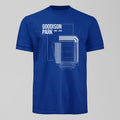 Goodison Park Blueprint T-Shirt, alternate view. An Everton fan design by Forever Everton.