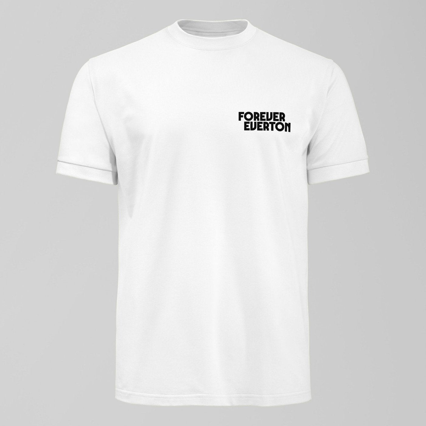 Forever Everton Small Logo Black Design T-Shirt. An Everton fan design by Forever Everton.