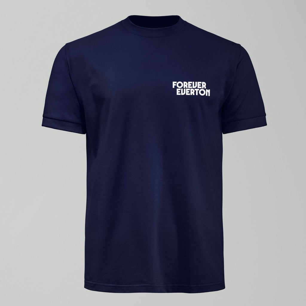 Kids Dark Forever Everton Small Logo White Design T-Shirt. An Everton fan design by Forever Everton.