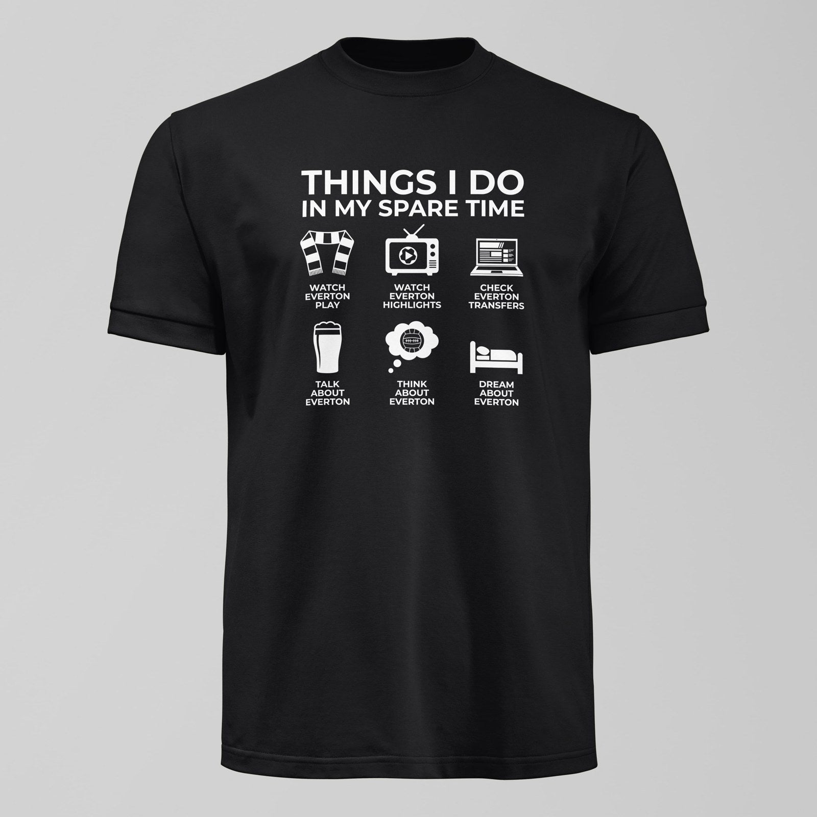 Spare Time T-Shirt, alternate view. An Everton fan design by Forever Everton.