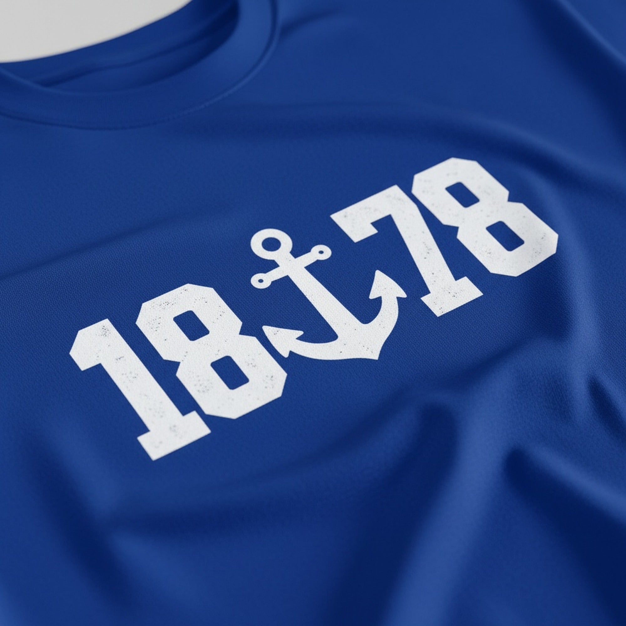 Print close-up on premium cotton. 1878 Dock T-Shirt. Forever Everton.