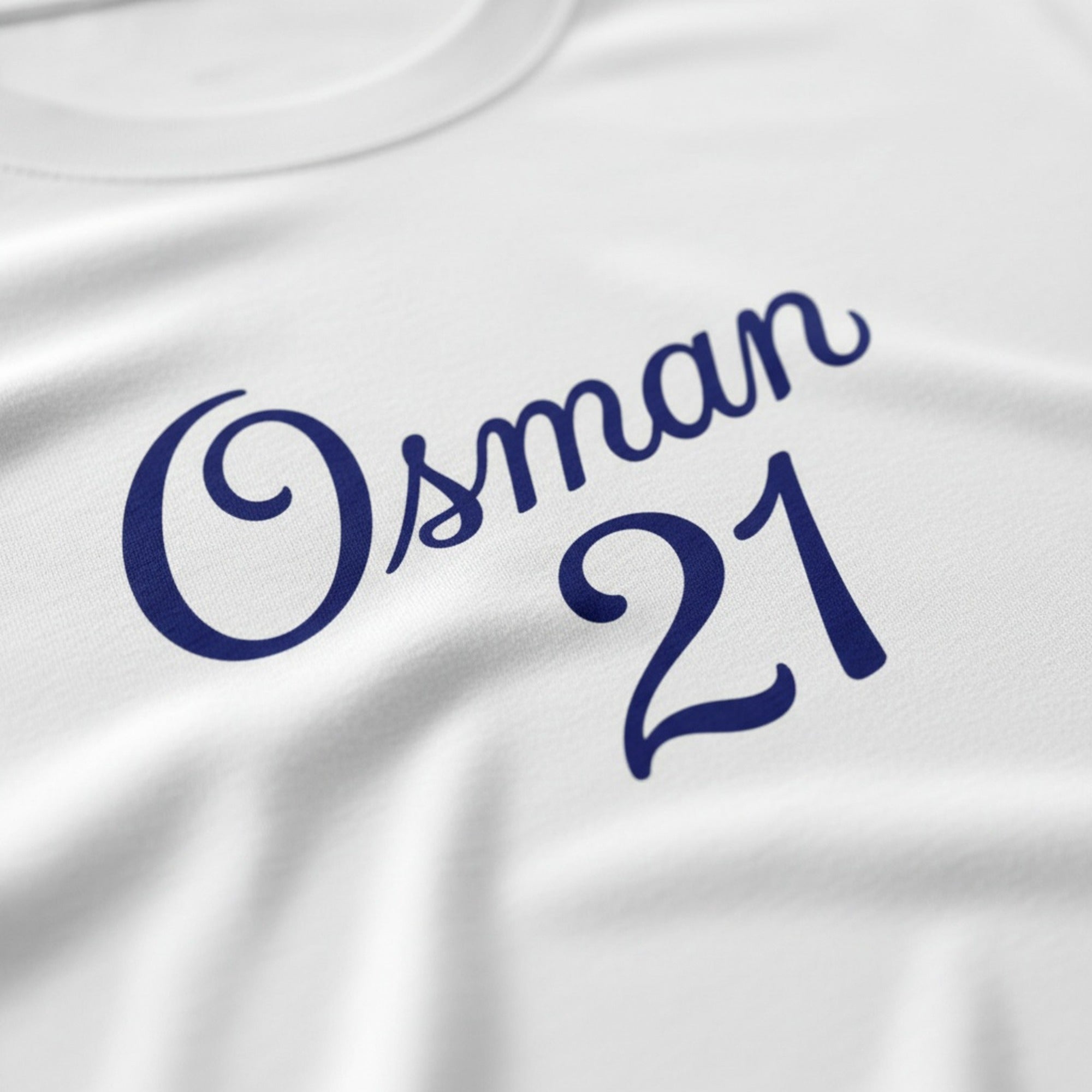 Print close-up on premium cotton. Osman 21 T-Shirt. Forever Everton.