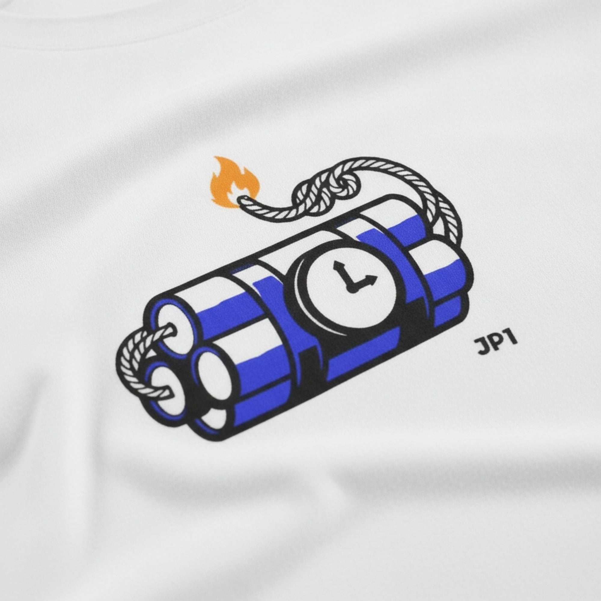 Print close-up on premium cotton. JP1 Is Dynamite T-Shirt. Forever Everton.