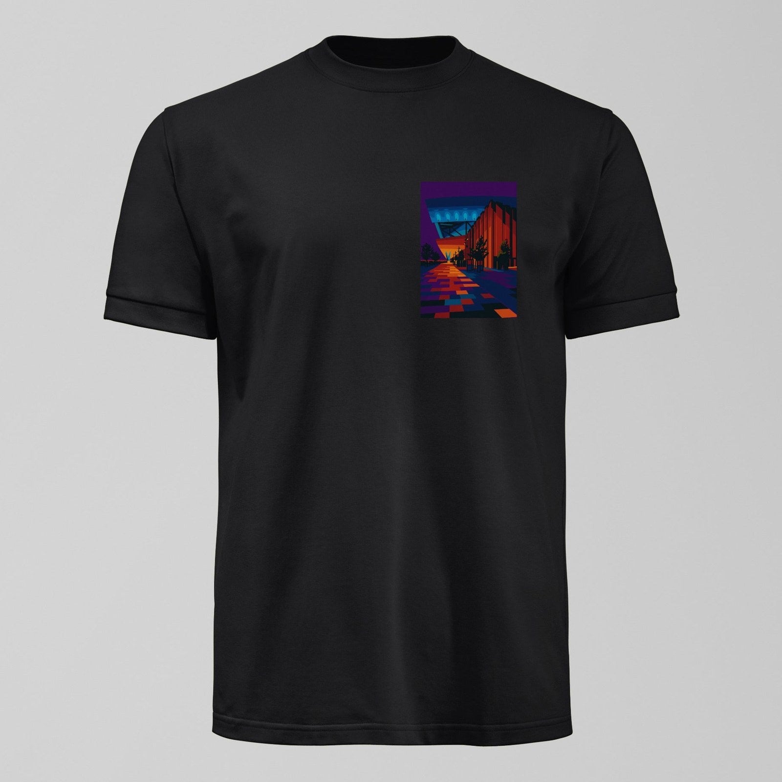 Bramley Moore Matchday Walk T-Shirt, alternate view. An Everton fan design by Forever Everton.