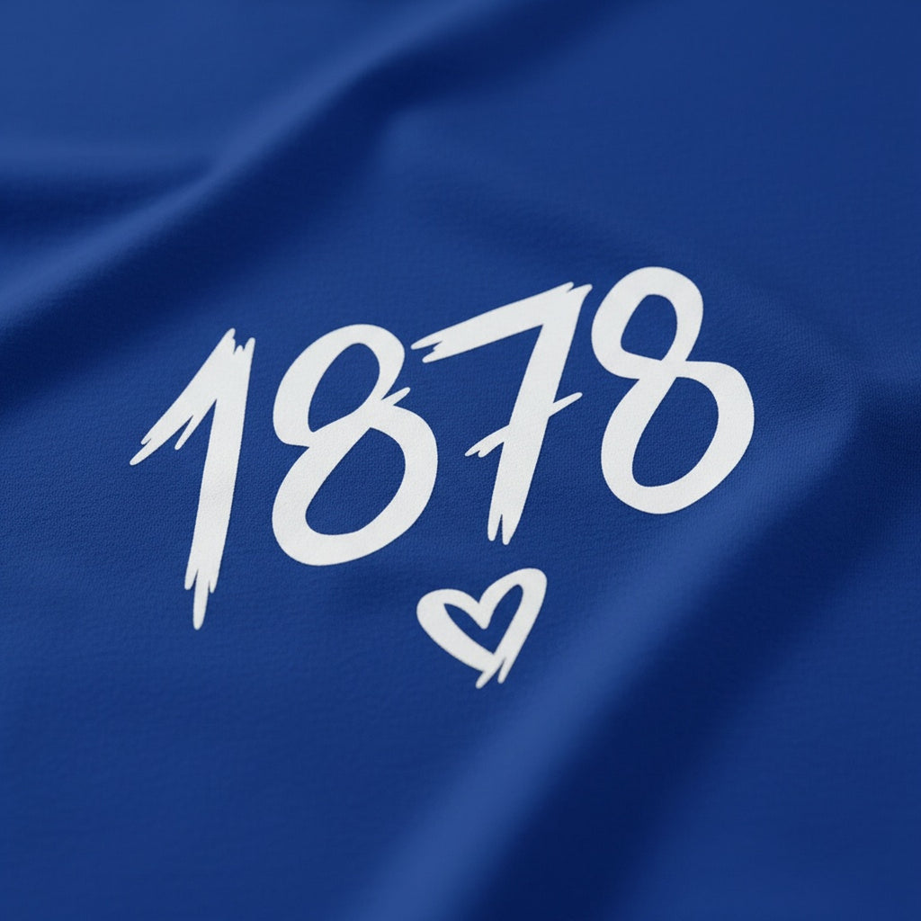 Print close-up on premium cotton. 1878 Heart T-Shirt. Forever Everton.