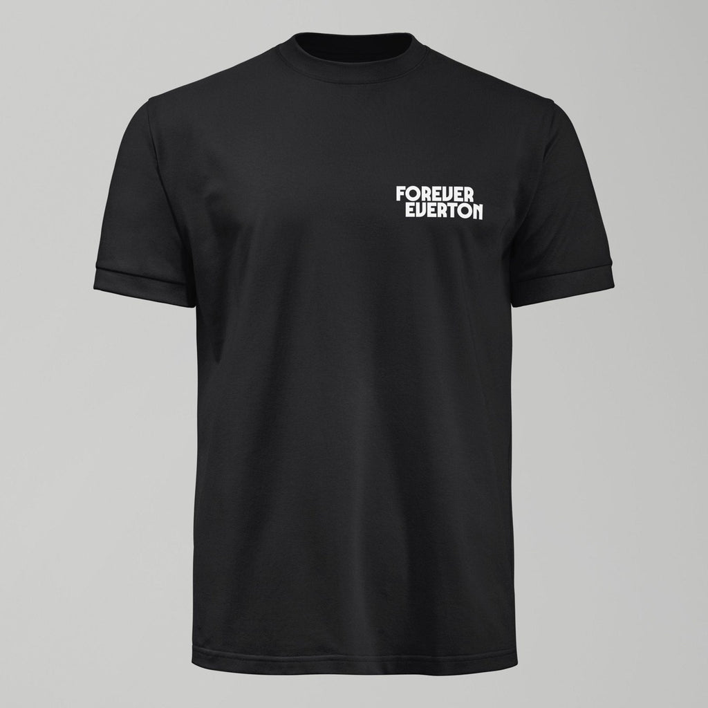 Kids Dark Forever Everton Small Logo White Design T-Shirt, alternate view. An Everton fan design by Forever Everton.
