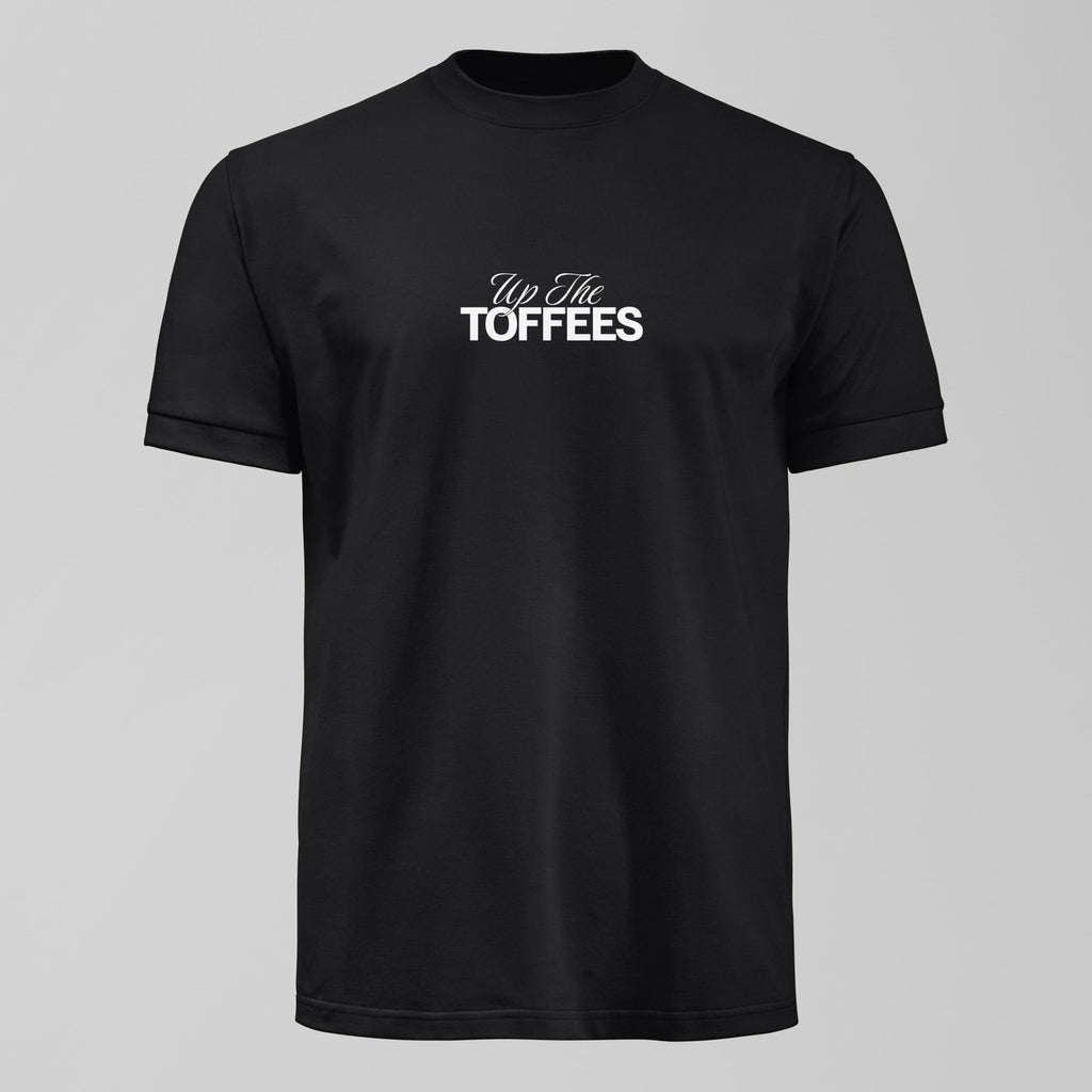 Up The Toffees Script T-Shirt. An Everton fan design by Forever Everton.