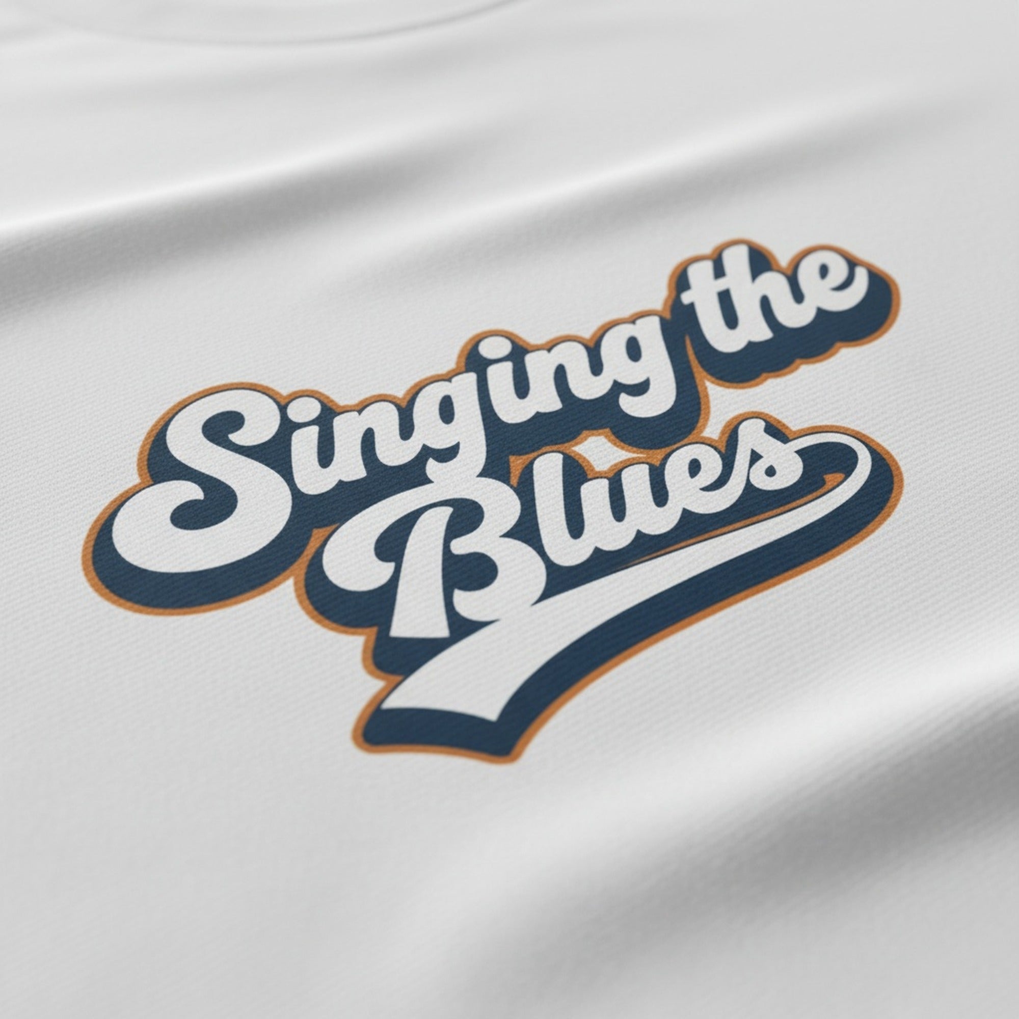 Print close-up on premium cotton. Singing The Blues T-Shirt. Forever Everton.