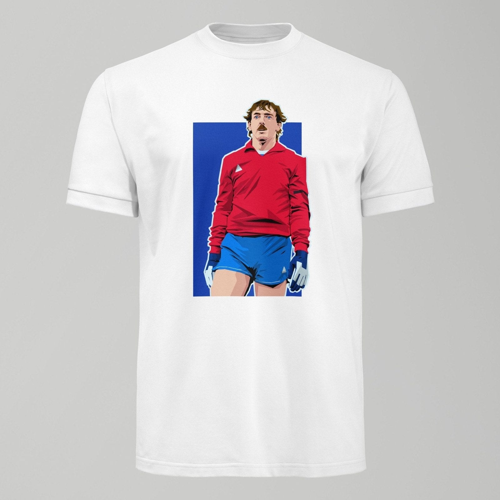 Neville Southall ECWC Final Minimalist T-Shirt, alternate view. An Everton fan design by Forever Everton.