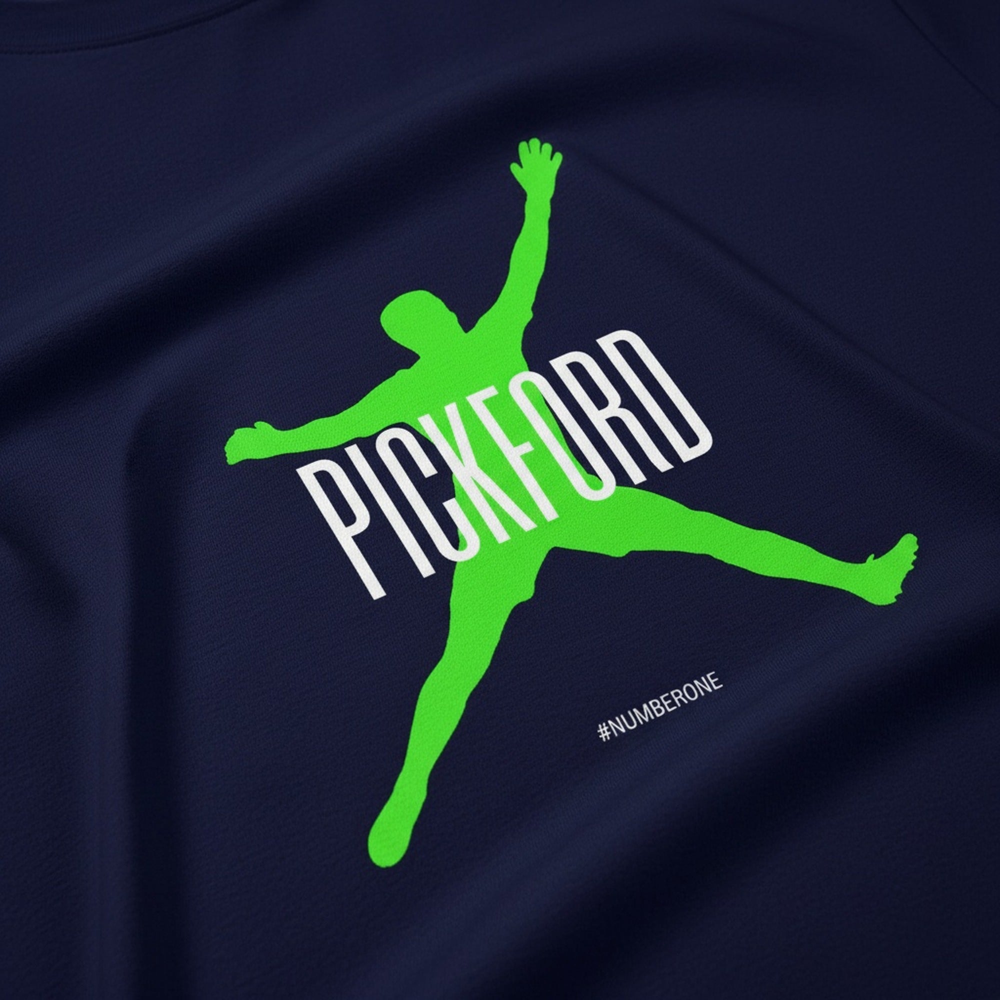 Print close-up on premium cotton. Pickford Number One T-Shirt. Forever Everton.