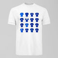 History of Everton Home Shirts T-Shirt, alternate view. An Everton fan design by Forever Everton.