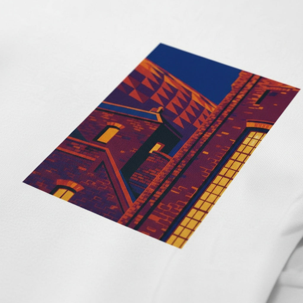 Print close-up on premium cotton. Bramley Moore Past x Future T-Shirt. Forever Everton.