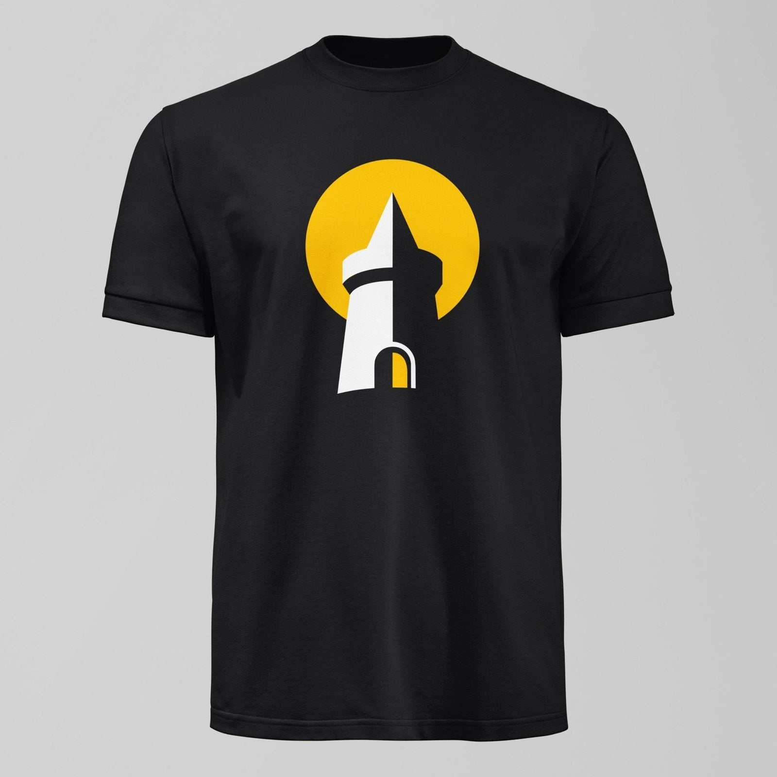 The Amber Tower T-Shirt, alternate view. An Everton fan design by Forever Everton.