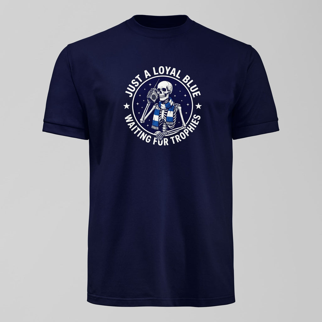 Waiting For Trophies T-Shirt, alternate view. An Everton fan design by Forever Everton.