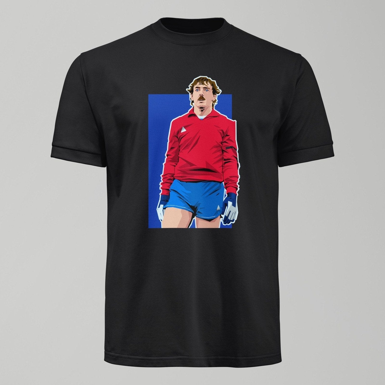 Neville Southall ECWC Final Minimalist T-Shirt, alternate view. An Everton fan design by Forever Everton.