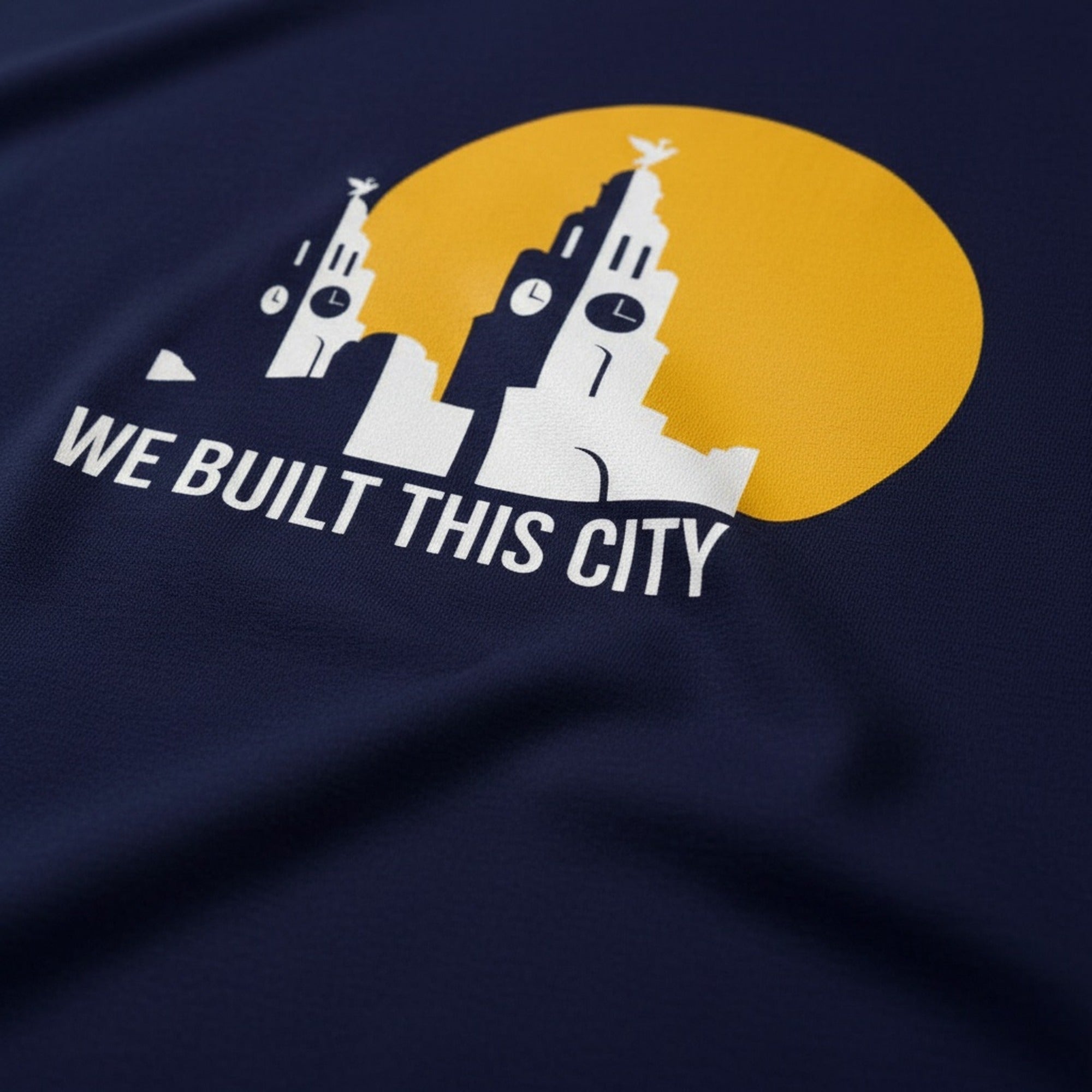 Print close-up on premium cotton. We Built This City T-Shirt. Forever Everton.