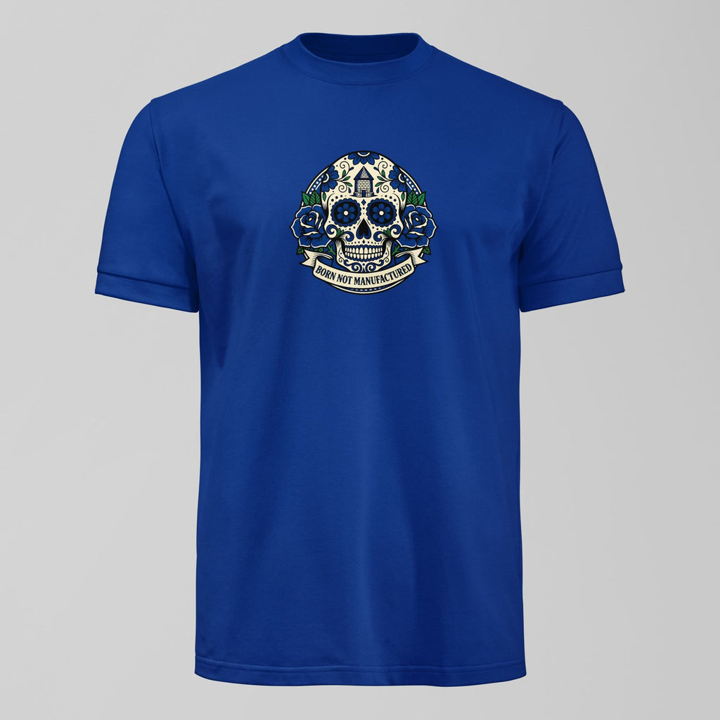 Born Not Manufactured T-Shirt. An Everton fan design by Forever Everton.