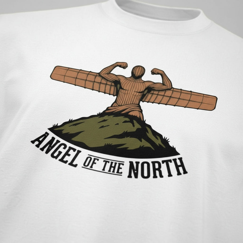 Print close-up on premium cotton. Angel of the North T-Shirt. Forever Everton.