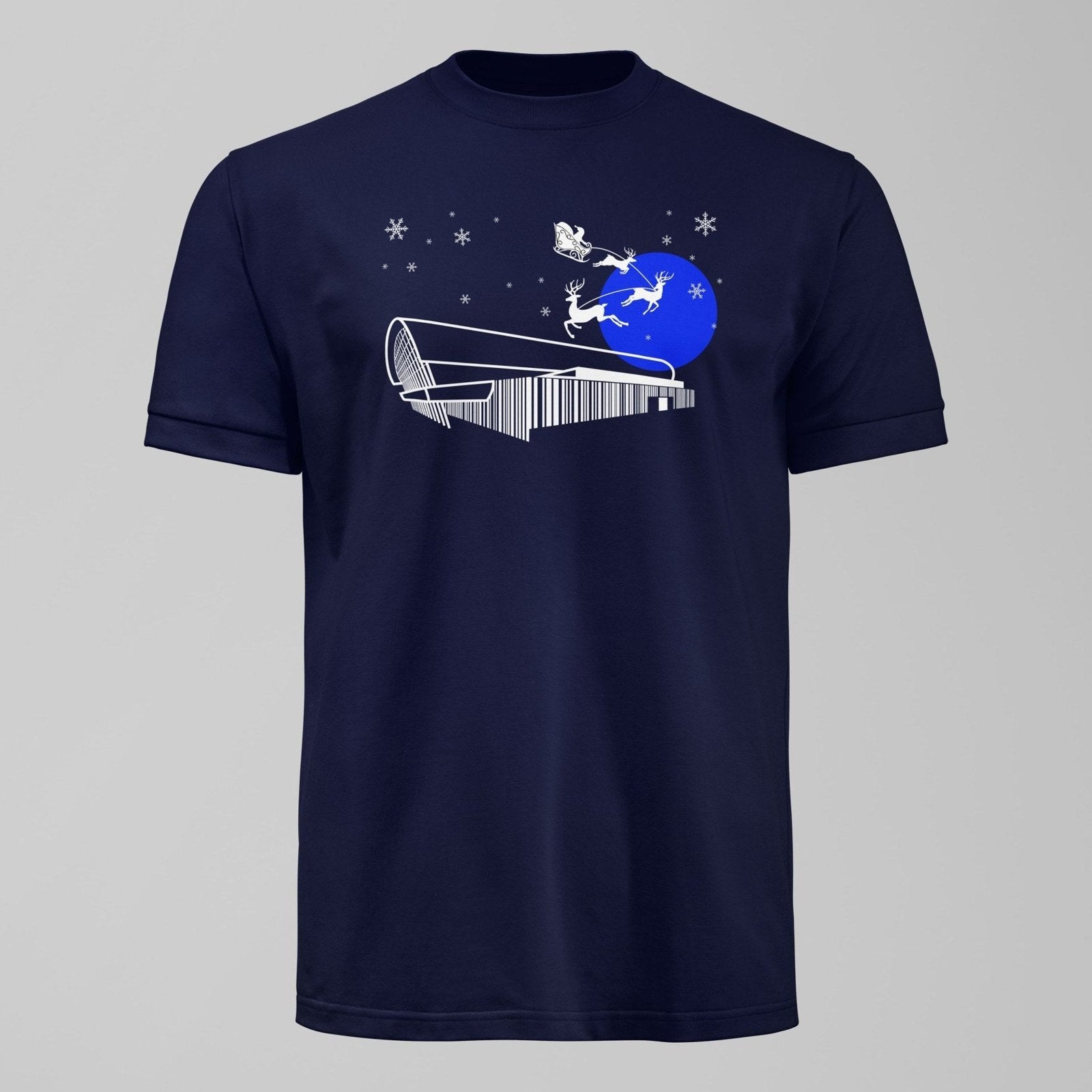 Bramley Moore New Dawn Christmas T-Shirt – Everton Stadium Santa & Snow