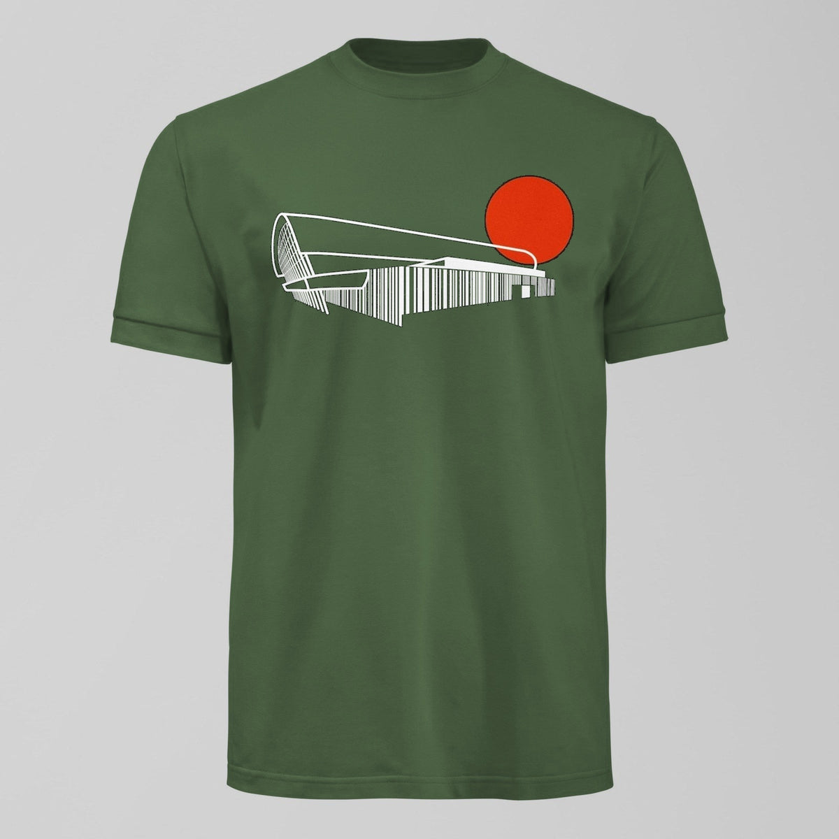 Bramley Moore New Dawn T-Shirt in Green with Red design by Forever Everton