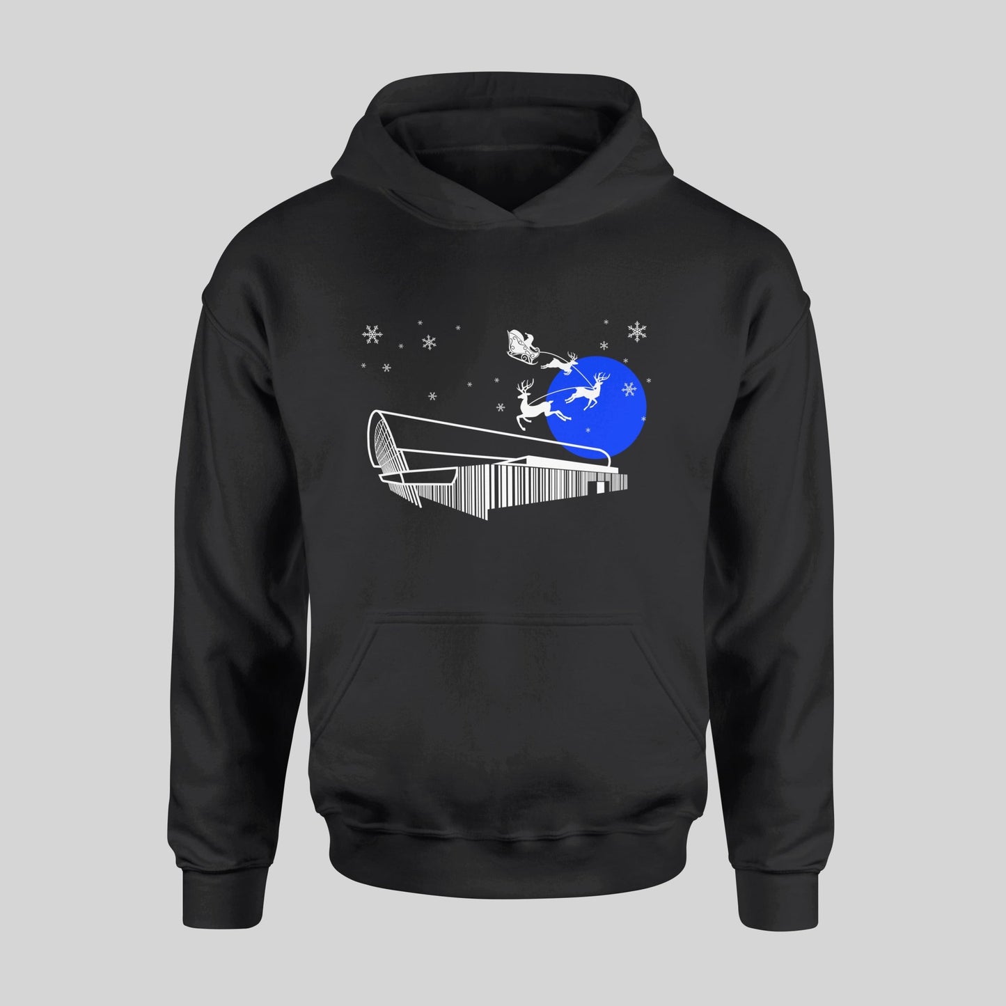 Bramley Moore New Dawn Christmas Hoodie – Everton Stadium Santa & Snow - Forever Everton