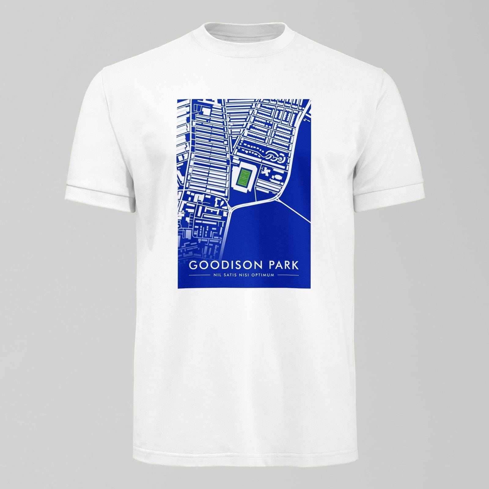 Goodison Park Map T-Shirt, alternate view. An Everton fan design by Forever Everton.