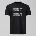Stadiums Built T-Shirt. An Everton fan design by Forever Everton.
