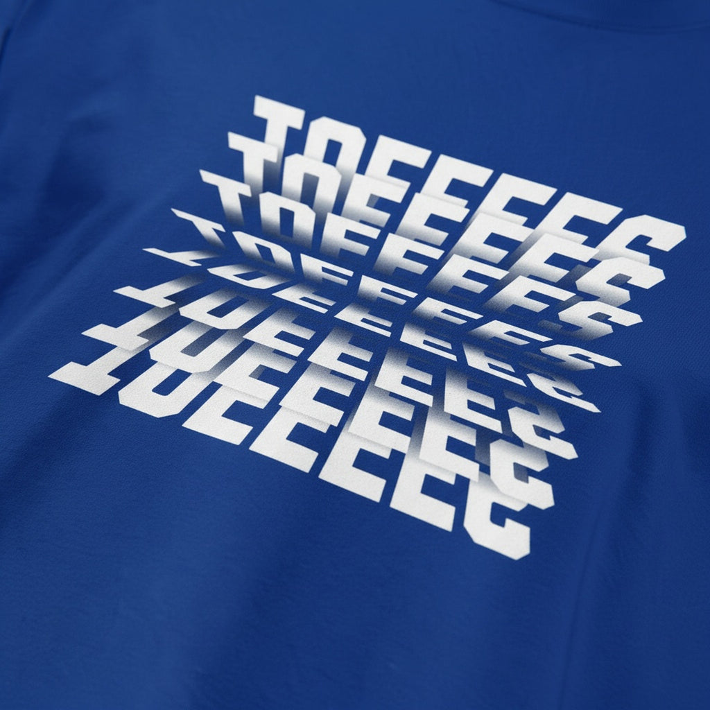 Print close-up on premium cotton. Toffees Flip T-Shirt. Forever Everton.
