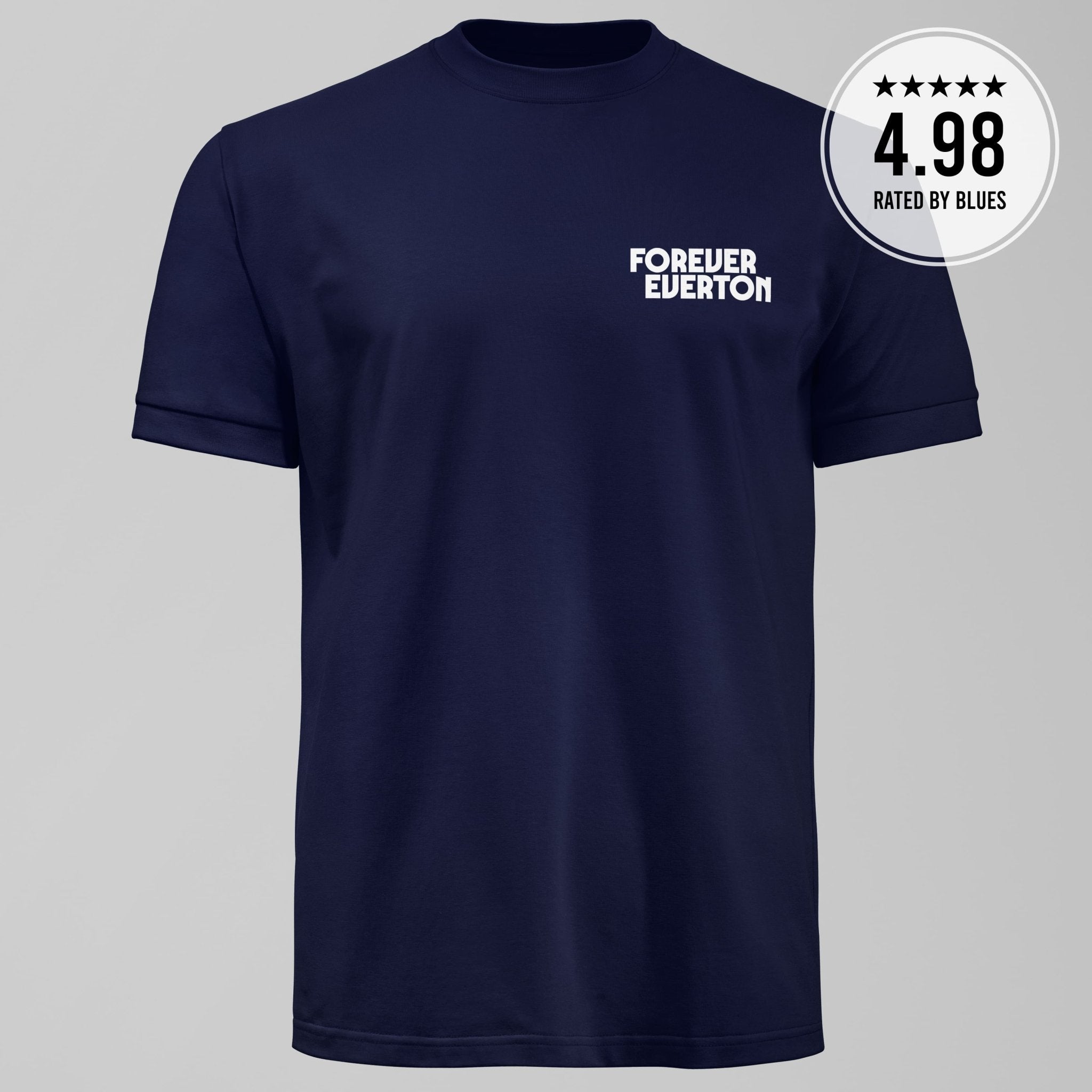 Dark Forever Everton Small Logo White Design T-Shirt - Forever Everton