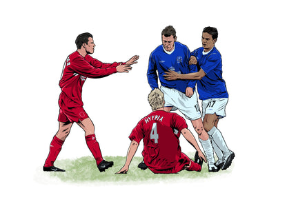 Duncan Ferguson Everton Print - versus Hyypia - Forever Everton