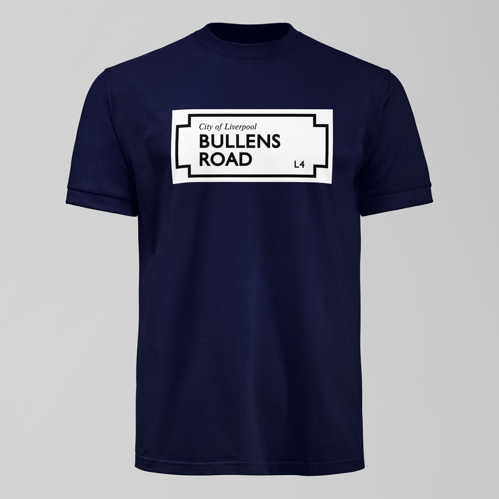 Bullens Road Street Sign T-Shirt. An Everton fan design by Forever Everton.