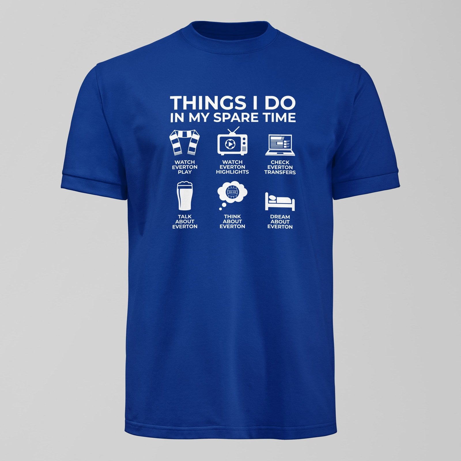 Spare Time T-Shirt, alternate view. An Everton fan design by Forever Everton.