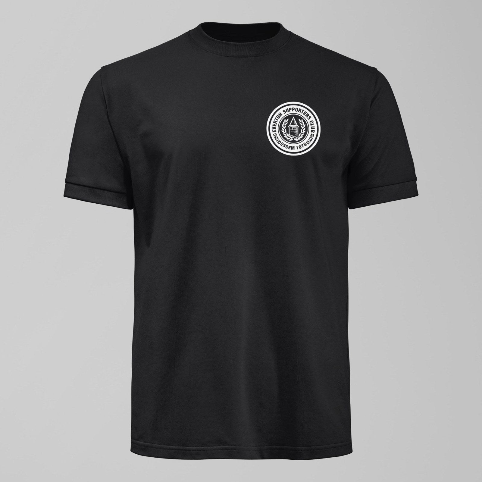 ESCEM - Small Logo Dark T-Shirt, alternate view. An Everton fan design by Forever Everton.