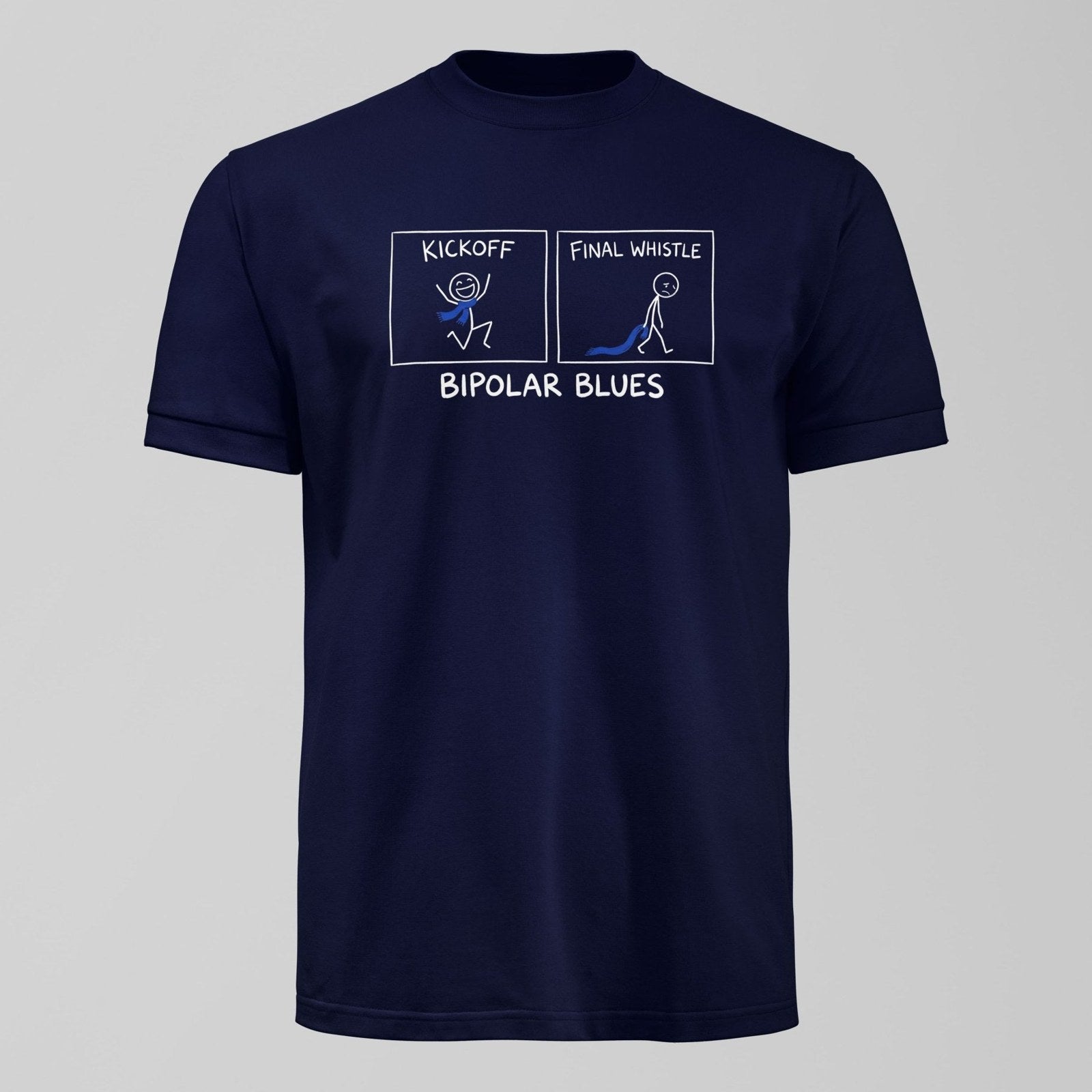 Bipolar Blues T-Shirt, alternate view. An Everton fan design by Forever Everton.