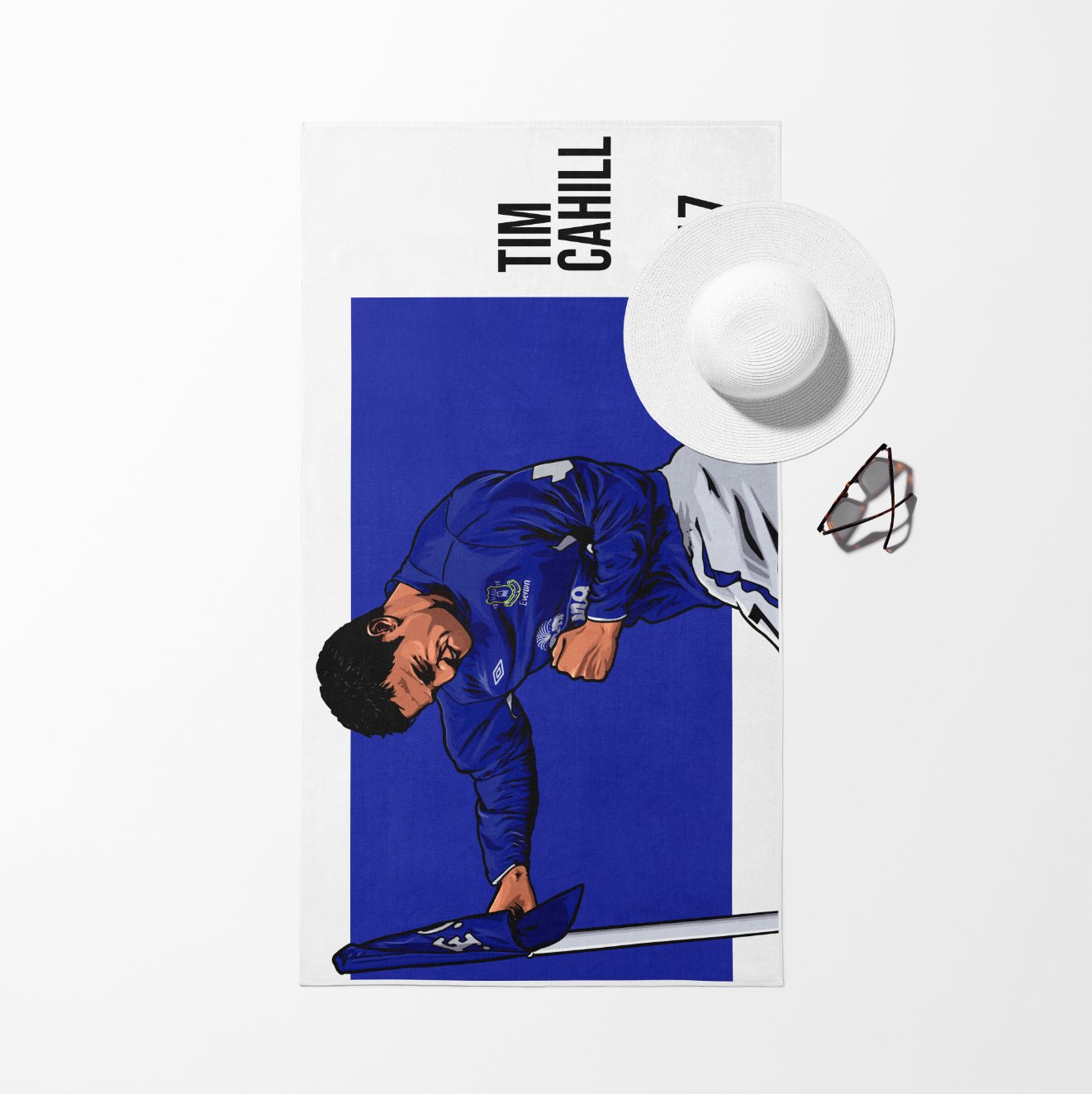 Everton Beach Towel - Tim Cahill Corner Flag Boxer - Forever Everton